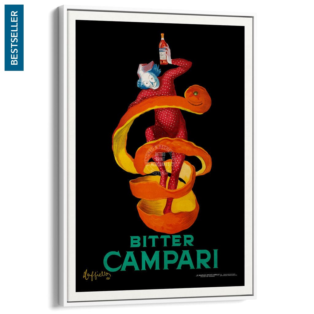 Bitter Campari | Italy A4 210 X 297Mm 8.3 11.7 Inches / Canvas Floating Frame: White Timber Print