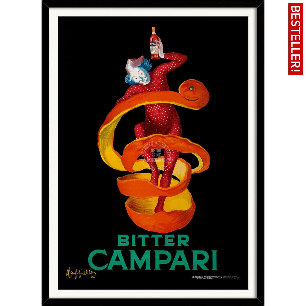 Bitter Campari | Italy A4 210 X 297Mm 8.3 11.7 Inches / Framed Print: Black Timber Print Art