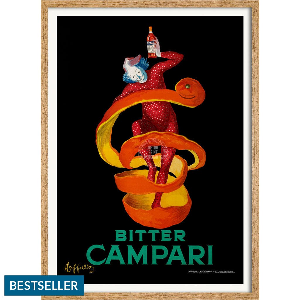 Bitter Campari | Italy A4 210 X 297Mm 8.3 11.7 Inches / Framed Print: Natural Oak Timber Print Art