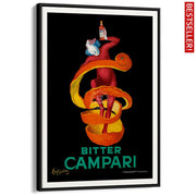 Bitter Campari | Italy A4 210 X 297Mm 8.3 11.7 Inches / Canvas Floating Frame: Black Timber Print