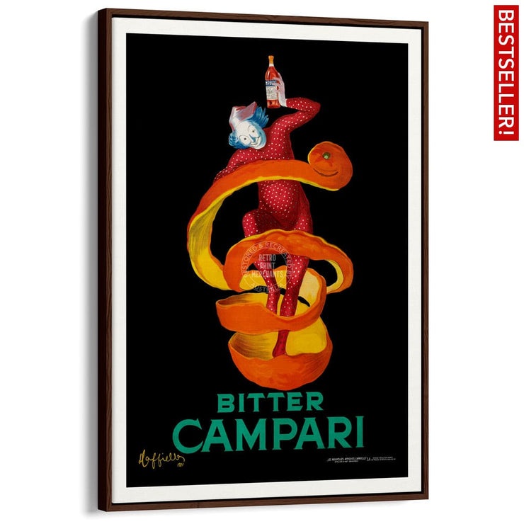 Bitter Campari | Italy A4 210 X 297Mm 8.3 11.7 Inches / Canvas Floating Frame: Chocolate Oak Timber