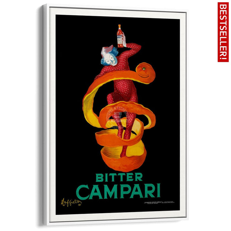 Bitter Campari | Italy A4 210 X 297Mm 8.3 11.7 Inches / Canvas Floating Frame: White Timber Print