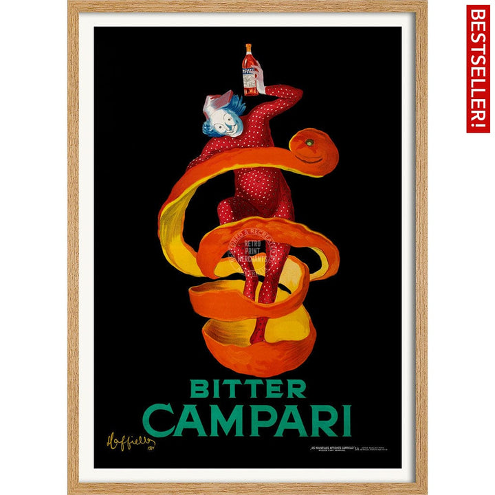 Bitter Campari | Italy A4 210 X 297Mm 8.3 11.7 Inches / Framed Print: Natural Oak Timber Print Art