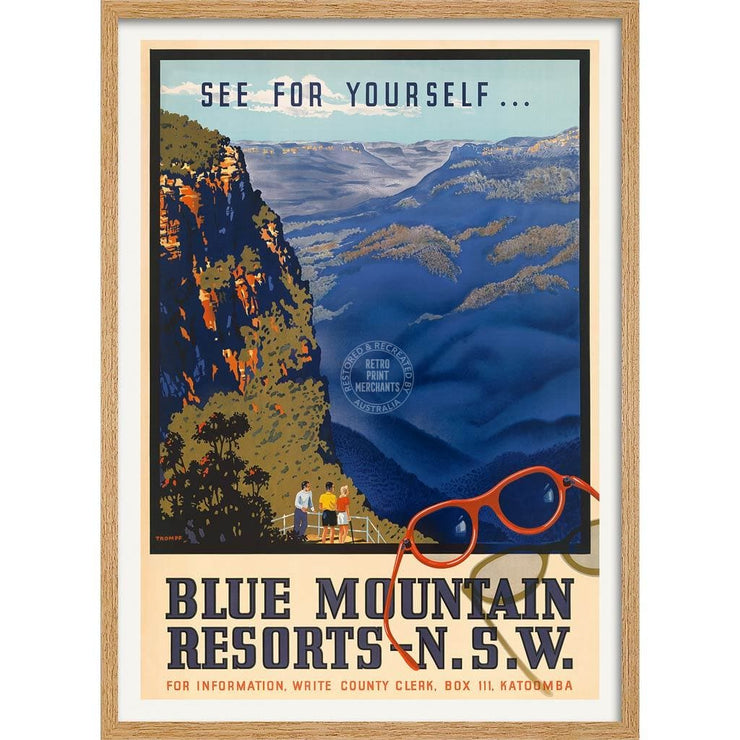 Blue Mountains | Australia 422Mm X 295Mm 16.6 11.6 A3 / Natural Oak Print Art