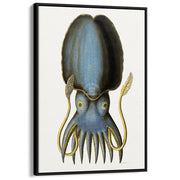 Blue Octopus | Germany A3 297 X 420Mm 11.7 16.5 Inches / Canvas Floating Frame - Black Timber Print