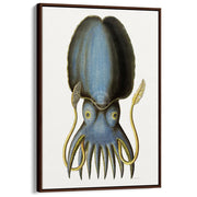 Blue Octopus | Germany A3 297 X 420Mm 11.7 16.5 Inches / Canvas Floating Frame - Dark Oak Timber