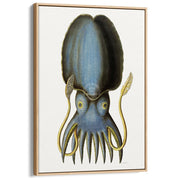 Blue Octopus | Germany A3 297 X 420Mm 11.7 16.5 Inches / Canvas Floating Frame - Natural Oak Timber