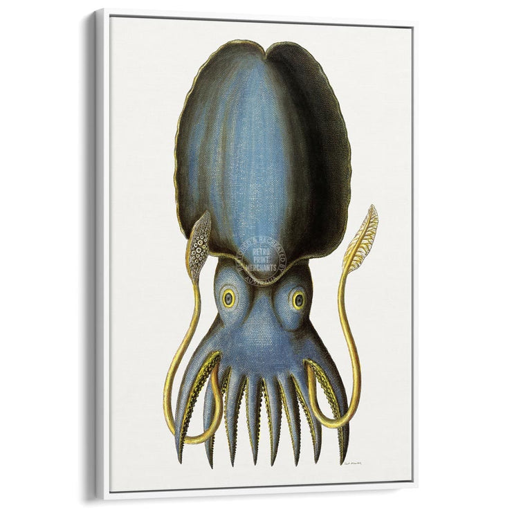 Blue Octopus | Germany A3 297 X 420Mm 11.7 16.5 Inches / Canvas Floating Frame - White Timber Print