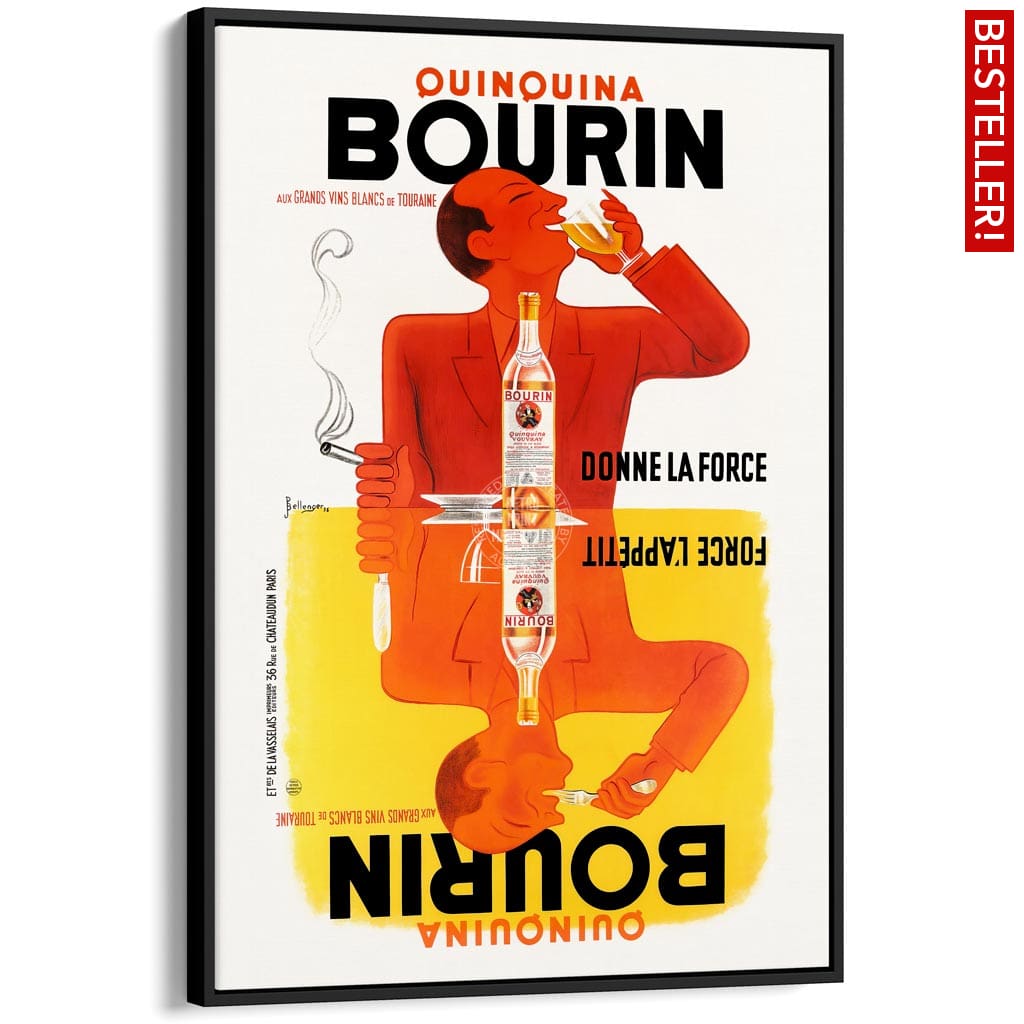 Bourin Quinquina | France A3 297 X 420Mm 11.7 16.5 Inches / Canvas Floating Frame: Black Timber