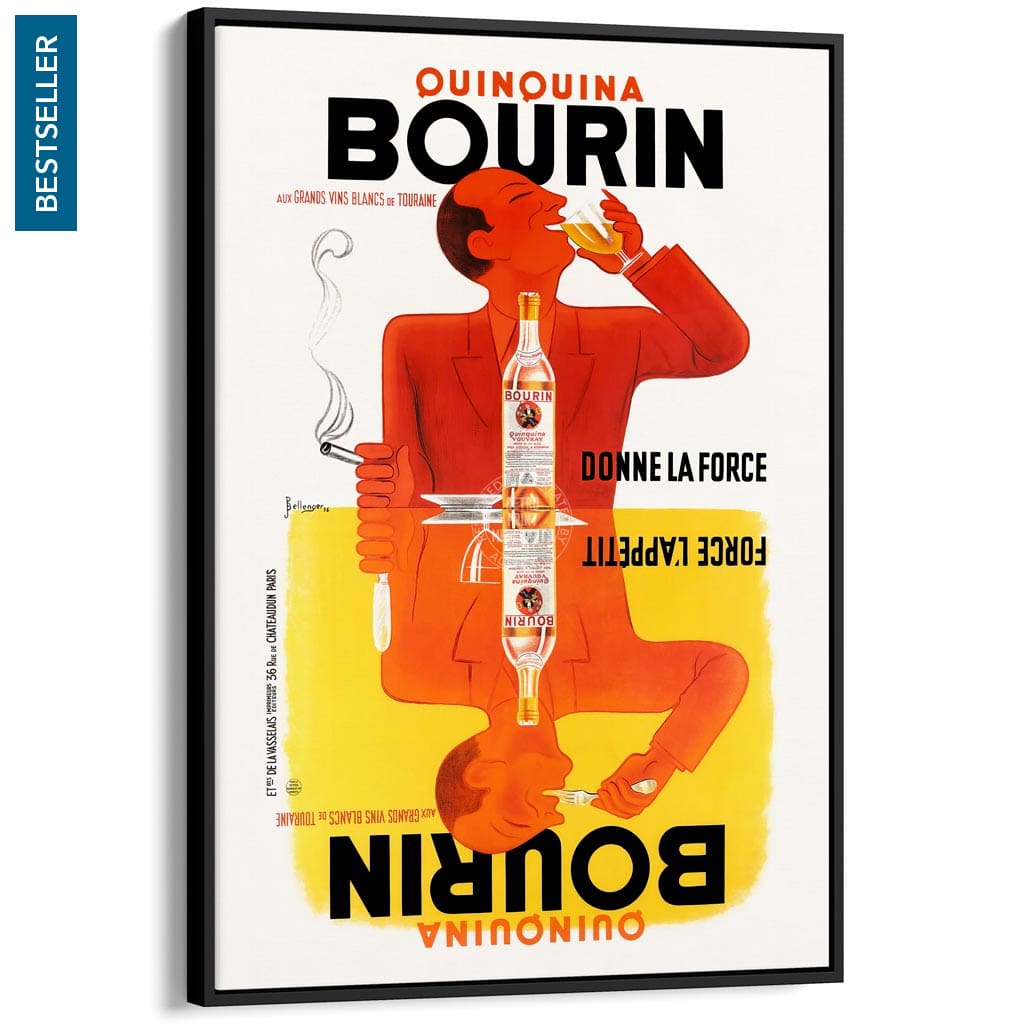 Bourin Quinquina | France A3 297 X 420Mm 11.7 16.5 Inches / Canvas Floating Frame: Black Timber