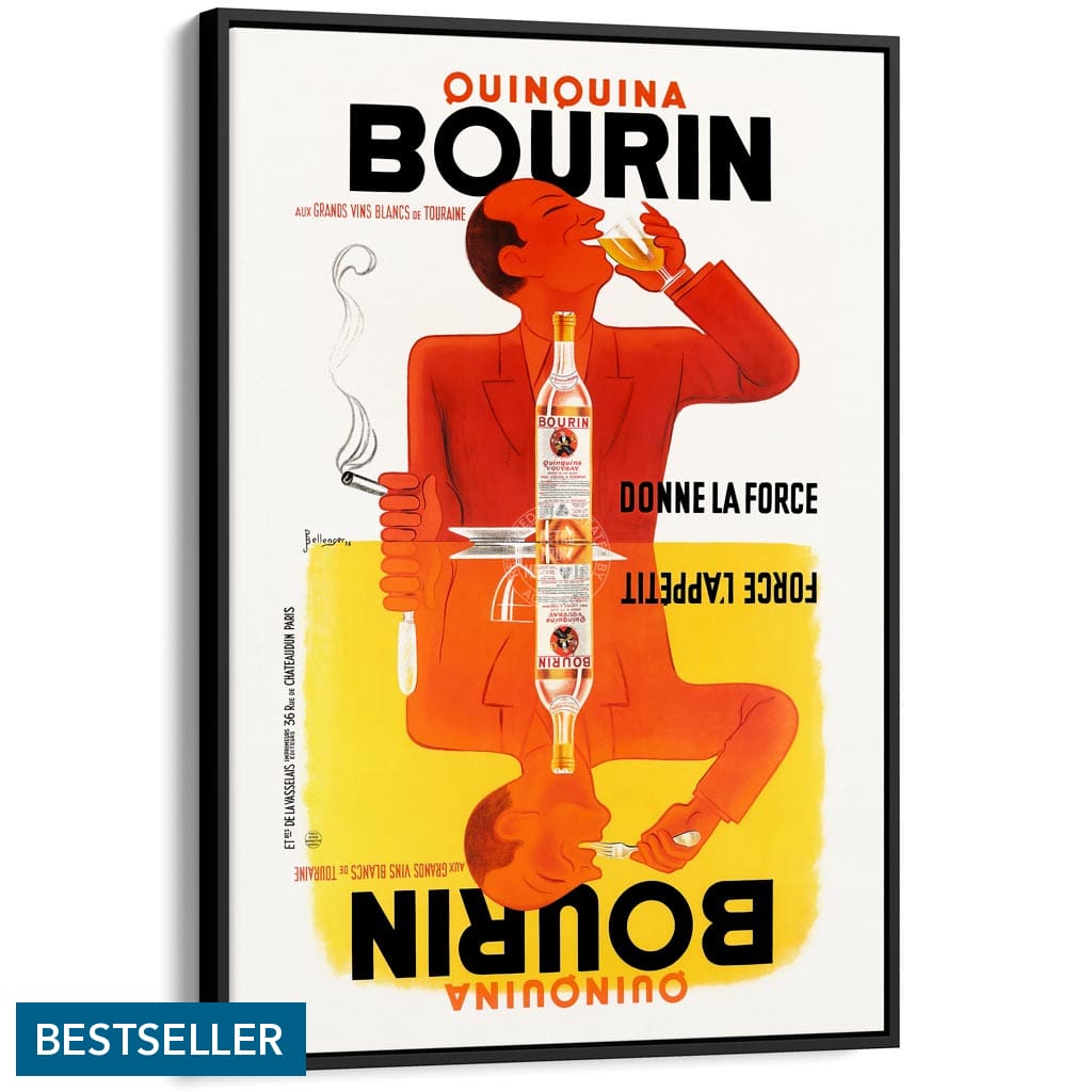 Bourin Quinquina | France A3 297 X 420Mm 11.7 16.5 Inches / Canvas Floating Frame: Black Timber