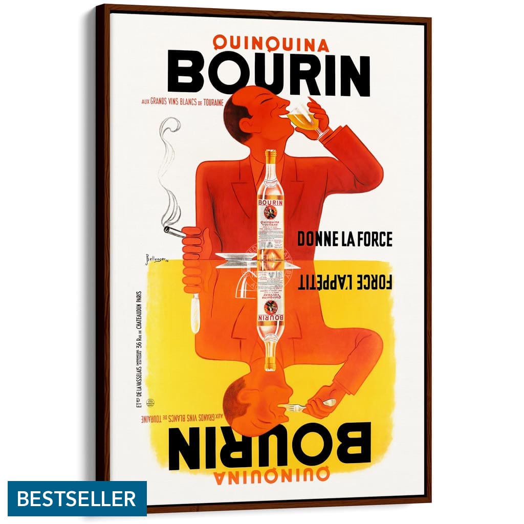 Bourin Quinquina | France A3 297 X 420Mm 11.7 16.5 Inches / Canvas Floating Frame: Chocolate Oak