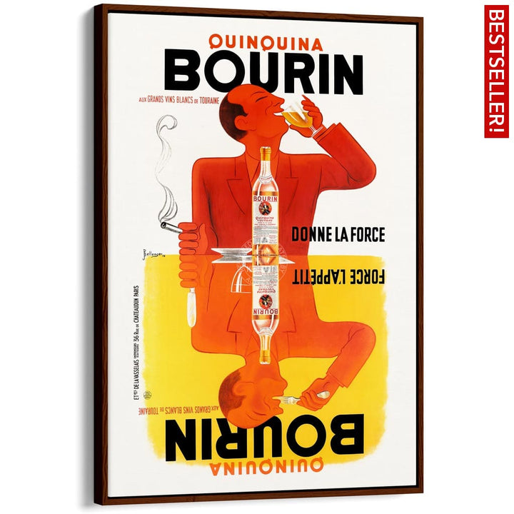 Bourin Quinquina | France A3 297 X 420Mm 11.7 16.5 Inches / Canvas Floating Frame: Chocolate Oak