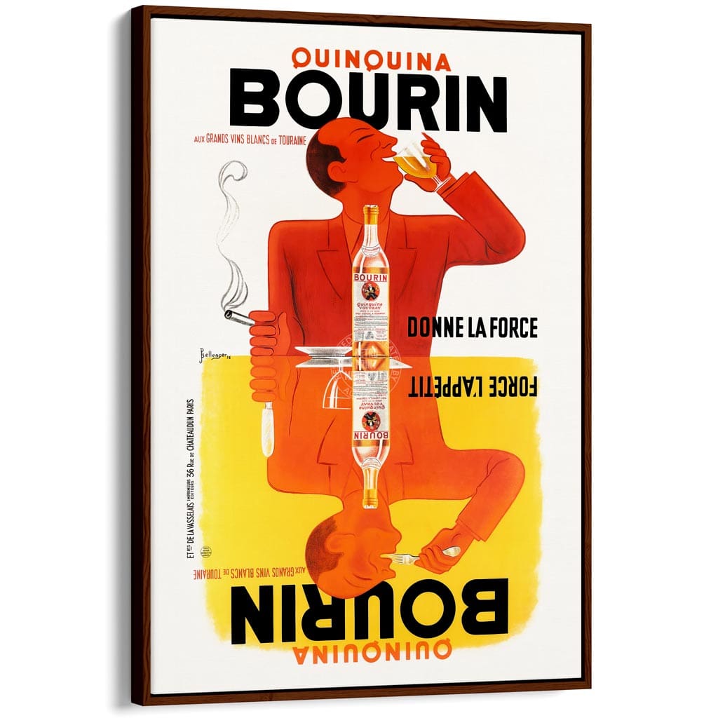 Bourin Quinquina | France A3 297 X 420Mm 11.7 16.5 Inches / Canvas Floating Frame: Chocolate Oak