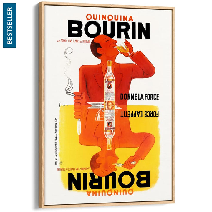 Bourin Quinquina | France A3 297 X 420Mm 11.7 16.5 Inches / Canvas Floating Frame: Natural Oak