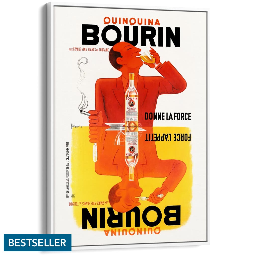 Bourin Quinquina | France A3 297 X 420Mm 11.7 16.5 Inches / Canvas Floating Frame: White Timber