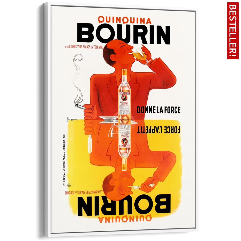 Bourin Quinquina | France A3 297 X 420Mm 11.7 16.5 Inches / Canvas Floating Frame: White Timber