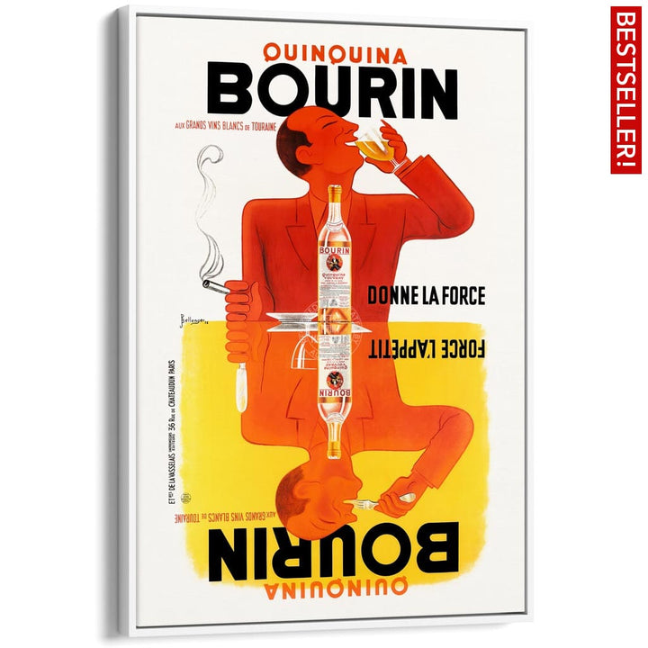 Bourin Quinquina | France A3 297 X 420Mm 11.7 16.5 Inches / Canvas Floating Frame: White Timber