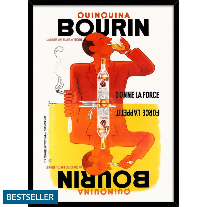 Bourin Quinquina | France A3 297 X 420Mm 11.7 16.5 Inches / Framed Print: Black Timber Print Art