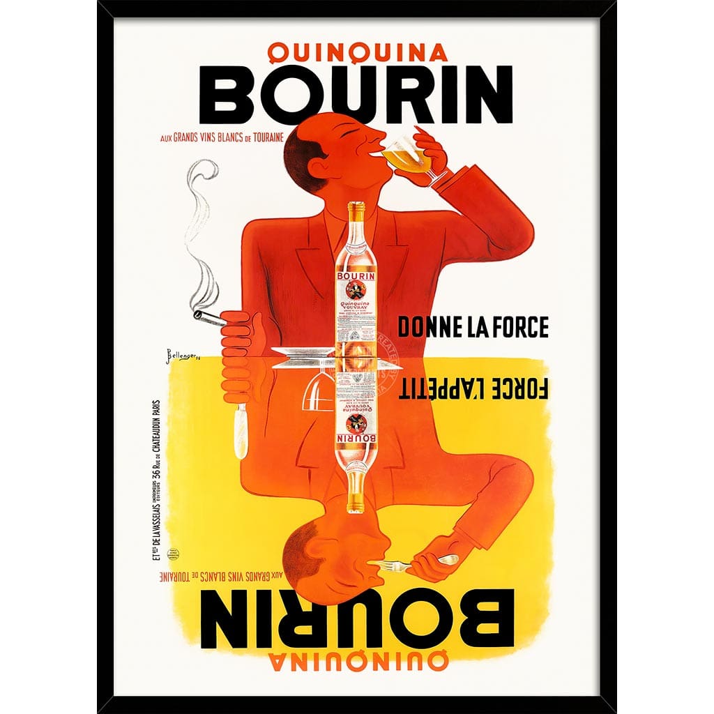 Bourin Quinquina | France A3 297 X 420Mm 11.7 16.5 Inches / Framed Print: Black Timber Print Art