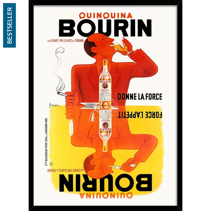 Bourin Quinquina | France A3 297 X 420Mm 11.7 16.5 Inches / Framed Print: Black Timber Print Art