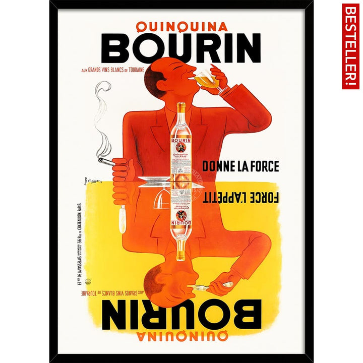 Bourin Quinquina | France A3 297 X 420Mm 11.7 16.5 Inches / Framed Print: Black Timber Print Art
