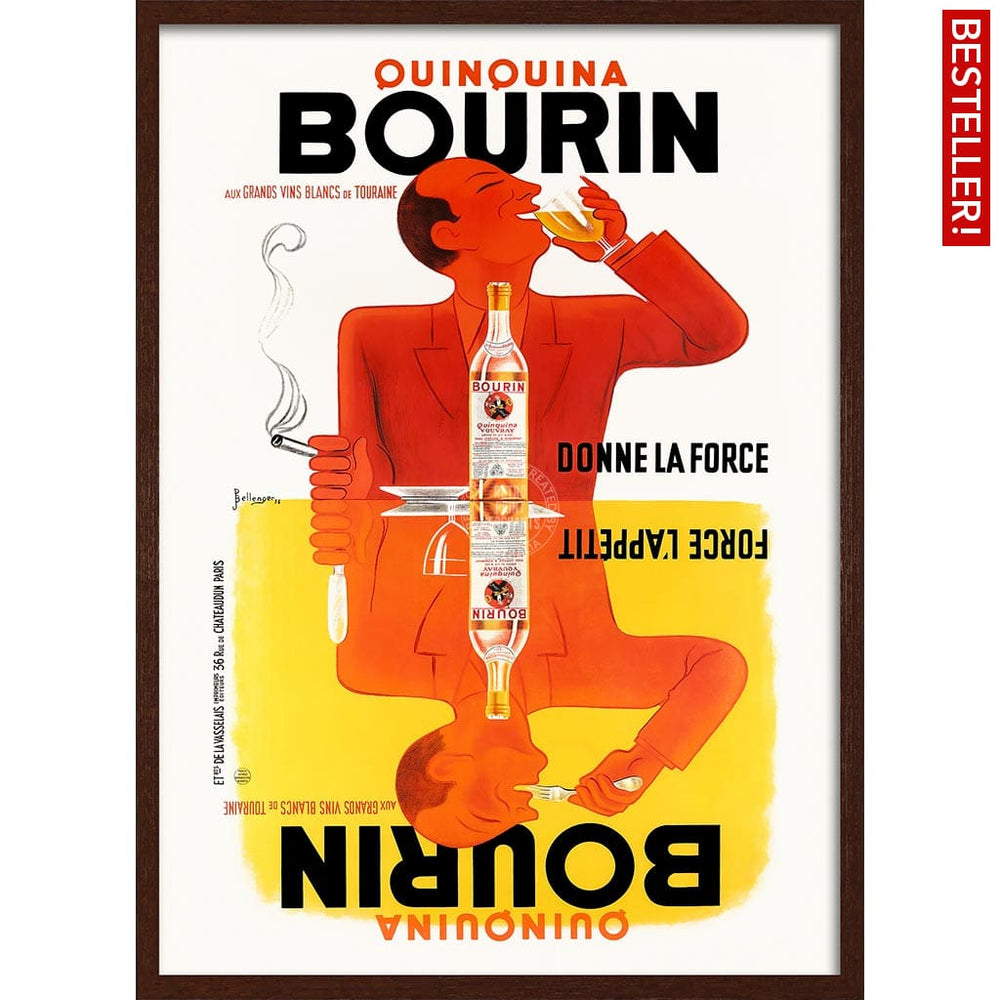 Bourin Quinquina | France A3 297 X 420Mm 11.7 16.5 Inches / Framed Print: Chocolate Oak Timber