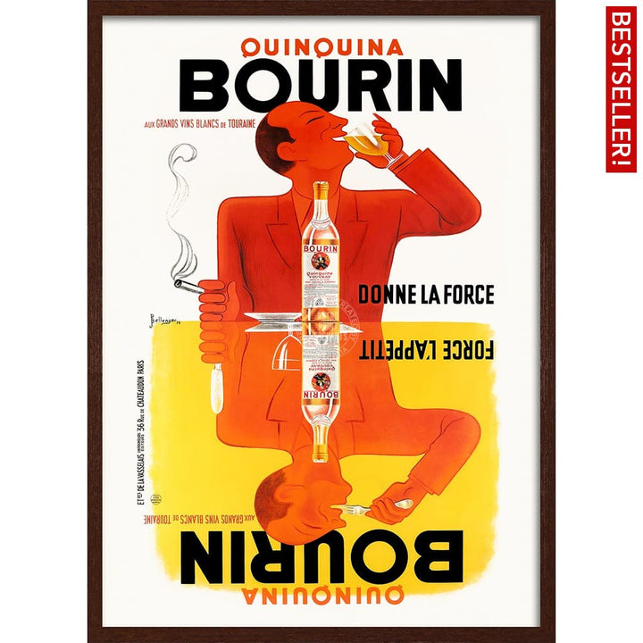 Bourin Quinquina | France A3 297 X 420Mm 11.7 16.5 Inches / Framed Print: Chocolate Oak Timber