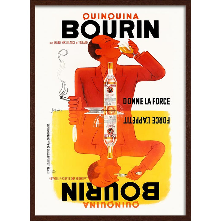 Bourin Quinquina | France A3 297 X 420Mm 11.7 16.5 Inches / Framed Print: Chocolate Oak Timber