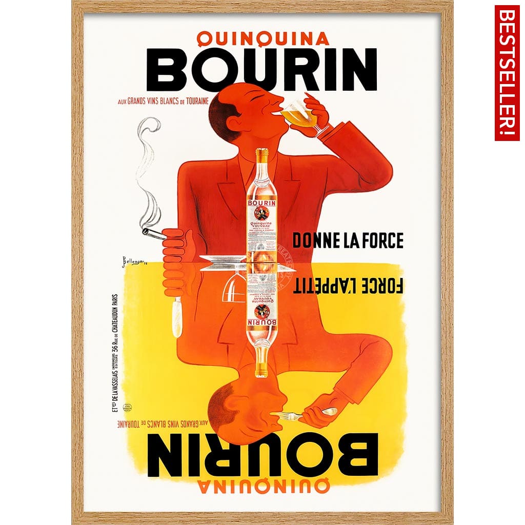 Bourin Quinquina | France A3 297 X 420Mm 11.7 16.5 Inches / Framed Print: Natural Oak Timber Print