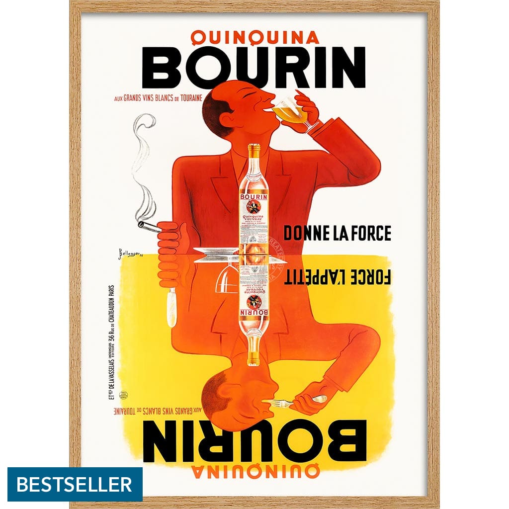 Bourin Quinquina | France A3 297 X 420Mm 11.7 16.5 Inches / Framed Print: Natural Oak Timber Print