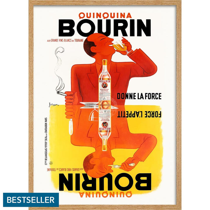 Bourin Quinquina | France A3 297 X 420Mm 11.7 16.5 Inches / Framed Print: Natural Oak Timber Print