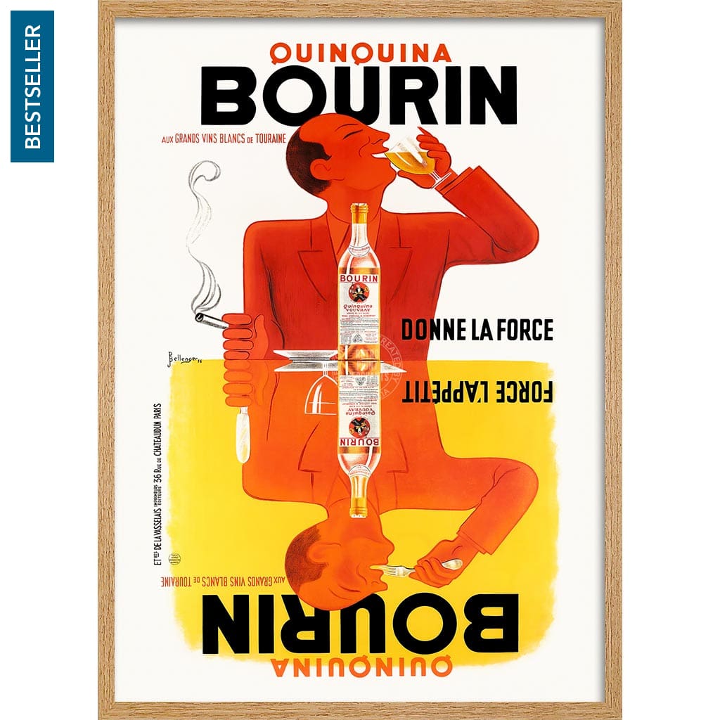 Bourin Quinquina | France A3 297 X 420Mm 11.7 16.5 Inches / Framed Print: Natural Oak Timber Print