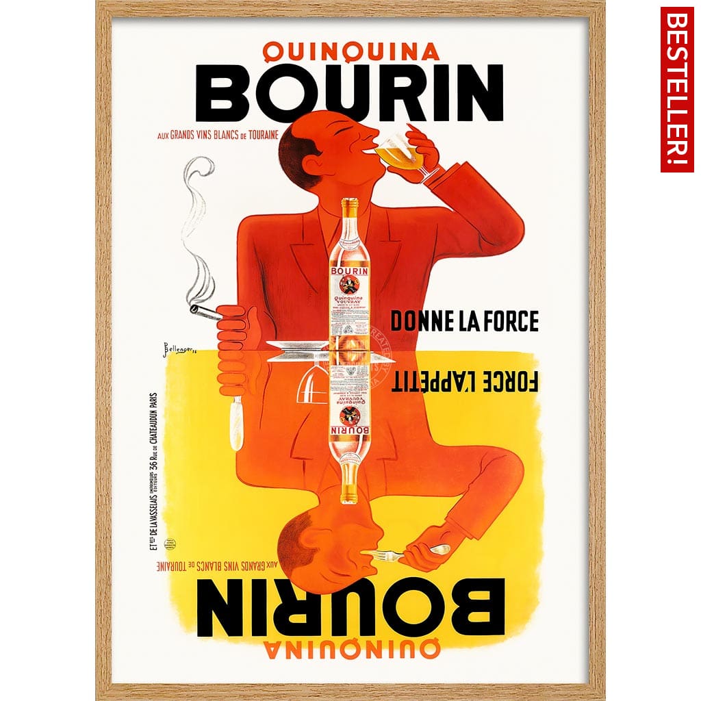 Bourin Quinquina | France A3 297 X 420Mm 11.7 16.5 Inches / Framed Print: Natural Oak Timber Print