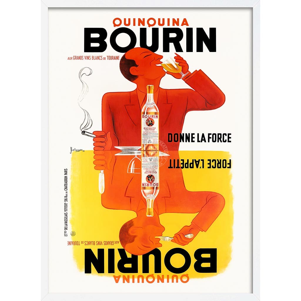 Bourin Quinquina | France A3 297 X 420Mm 11.7 16.5 Inches / Framed Print: White Timber Print Art