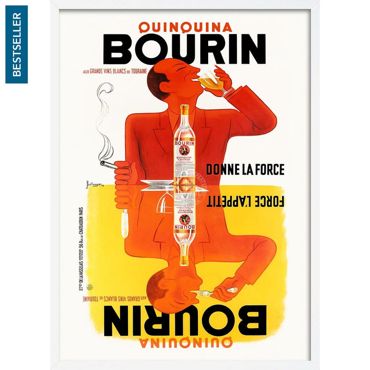 Bourin Quinquina | France A3 297 X 420Mm 11.7 16.5 Inches / Framed Print: White Timber Print Art