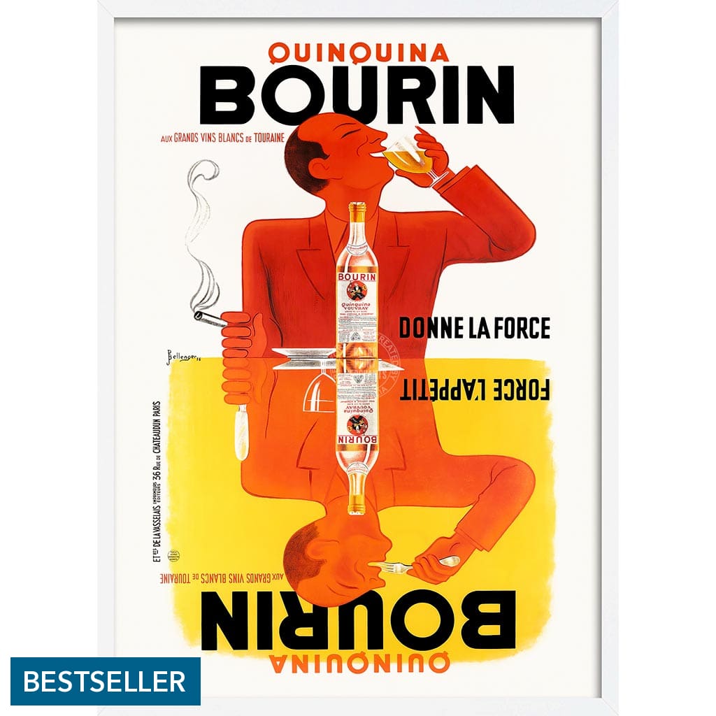 Bourin Quinquina | France A3 297 X 420Mm 11.7 16.5 Inches / Framed Print: White Timber Print Art