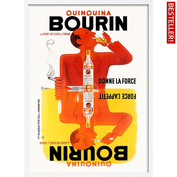 Bourin Quinquina | France A3 297 X 420Mm 11.7 16.5 Inches / Framed Print: White Timber Print Art