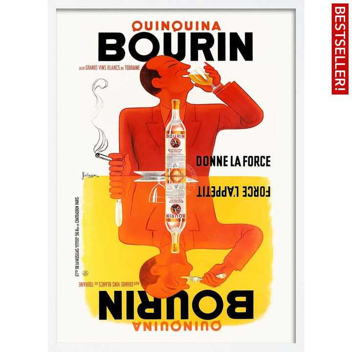 Bourin Quinquina | France A3 297 X 420Mm 11.7 16.5 Inches / Framed Print: White Timber Print Art
