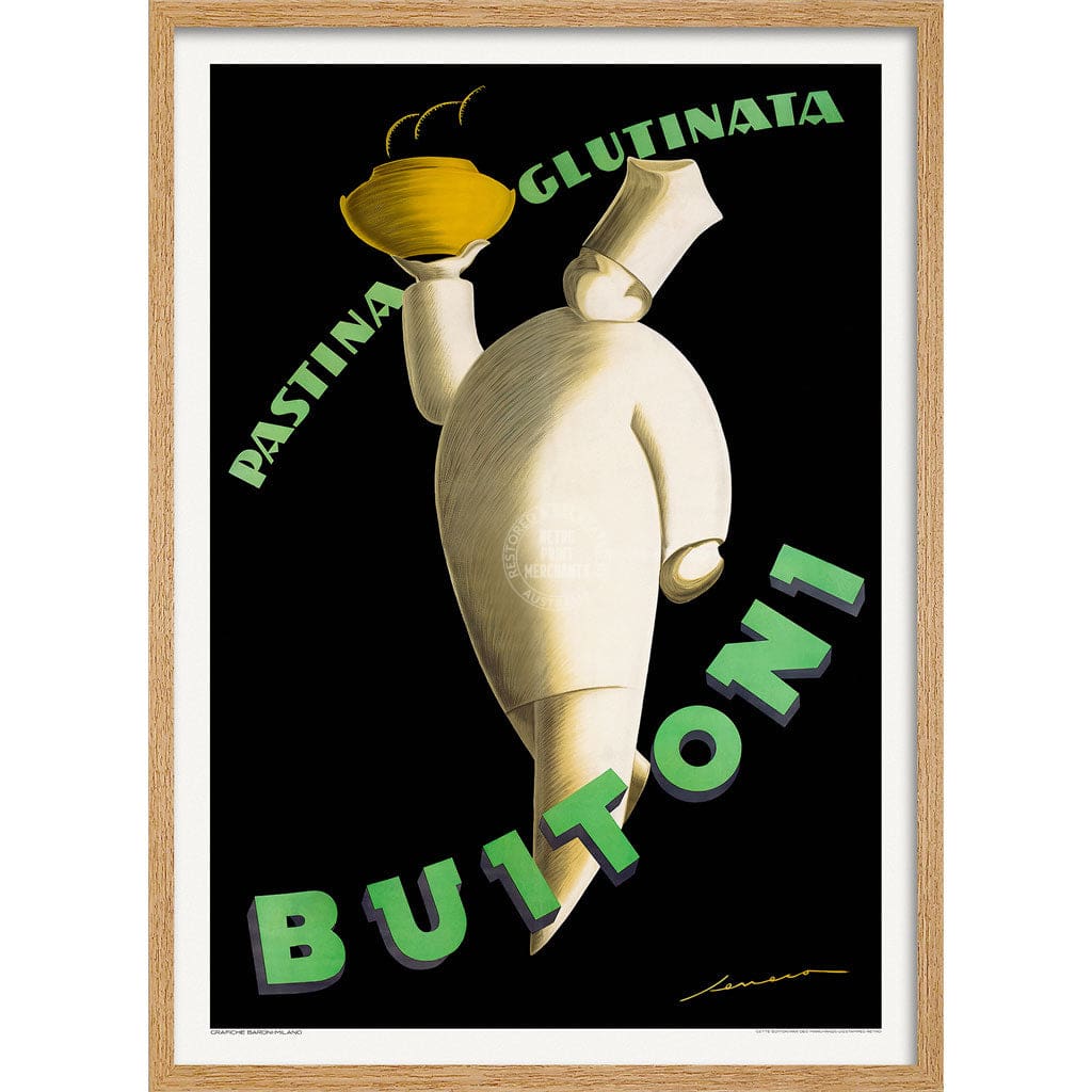 Buitoni Pasta | Italy A3 297 X 420Mm 11.7 16.5 Inches / Framed Print - Natural Oak Timber Art