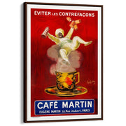 Café Martin | France A3 297 X 420Mm 11.7 16.5 Inches / Canvas Floating Frame - Dark Oak Timber Print