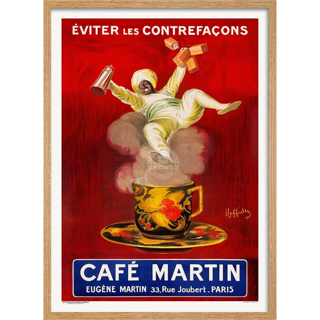 Café Martin | France A3 297 X 420Mm 11.7 16.5 Inches / Framed Print - Natural Oak Timber Art