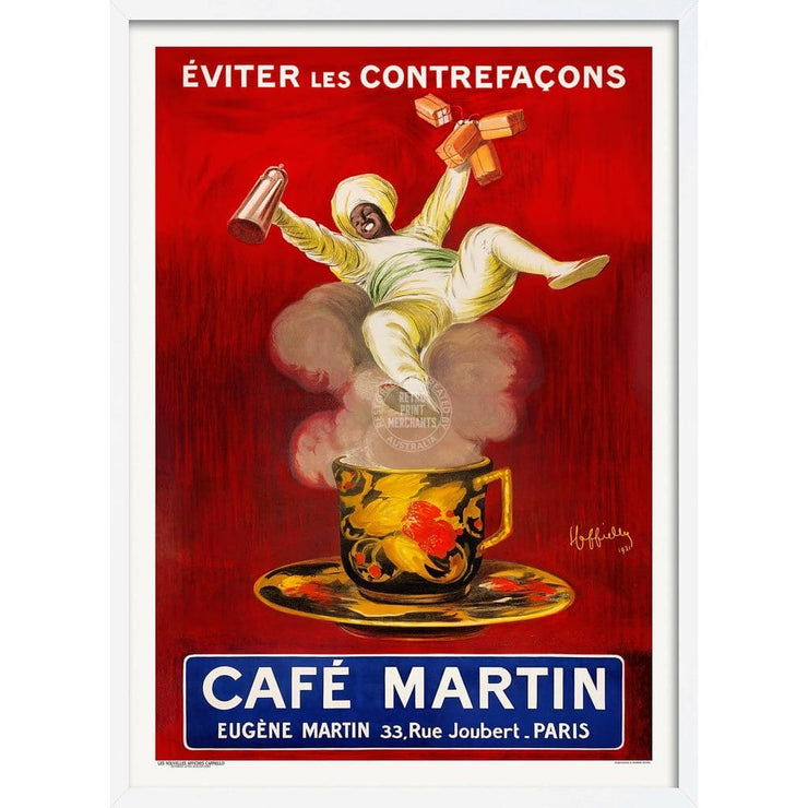 Café Martin | France A3 297 X 420Mm 11.7 16.5 Inches / Framed Print - White Timber Art