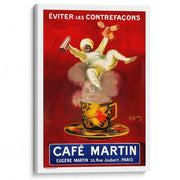 Café Martin | France A3 297 X 420Mm 11.7 16.5 Inches / Stretched Canvas Print Art