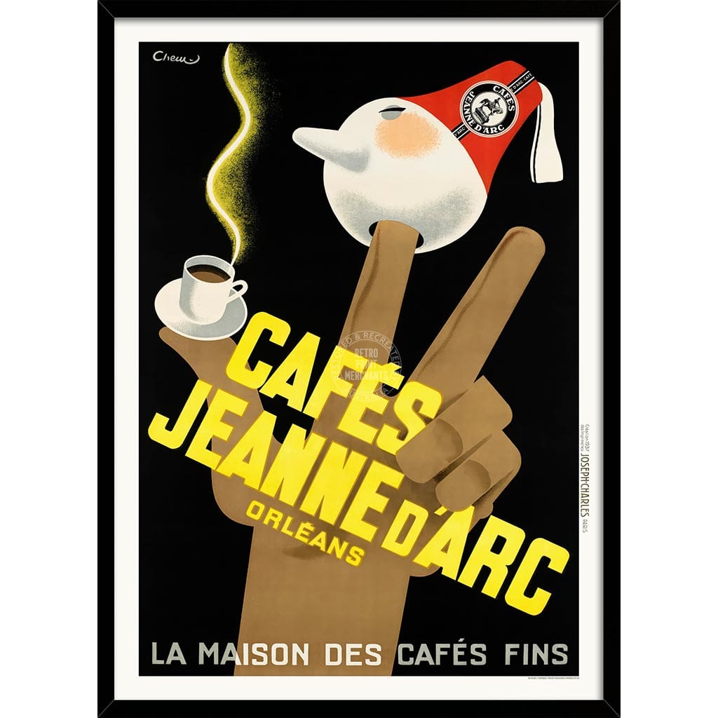 Cafés Jeanne D’arc Coffee | France A3 297 X 420Mm 11.7 16.5 Inches / Framed Print: Black Timber