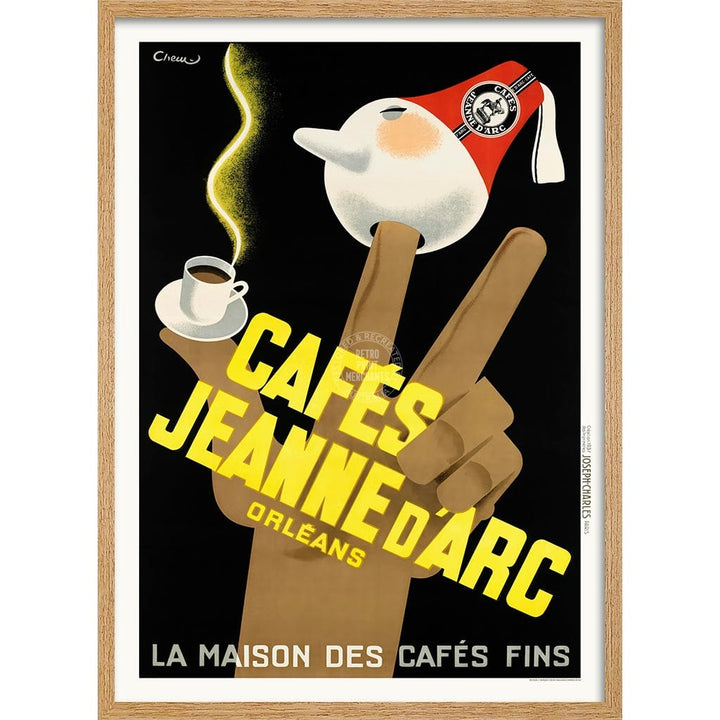 Cafés Jeanne D’arc Coffee | France A3 297 X 420Mm 11.7 16.5 Inches / Framed Print: Natural Oak