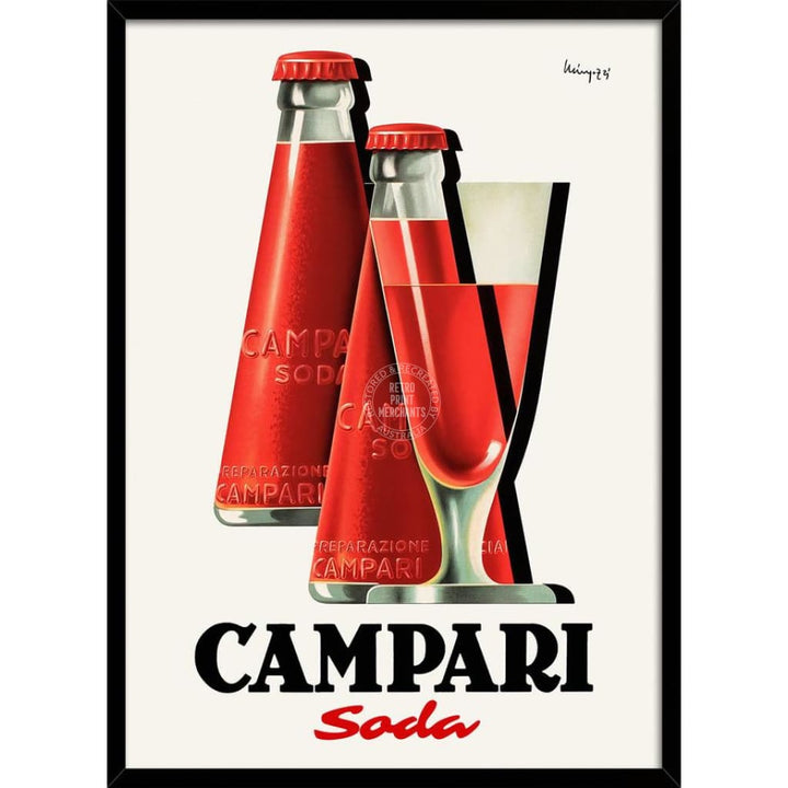 Campari Bottles & Glass | Italy 422Mm X 295Mm 16.6 11.6 A3 / Black Print Art