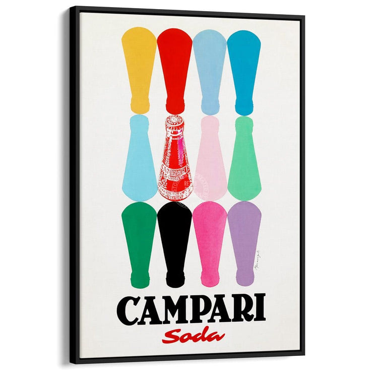 Campari Colourful Bottles | Italy A3 297 X 420Mm 11.7 16.5 Inches / Canvas Floating Frame - Black