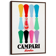 Campari Colourful Bottles | Italy A3 297 X 420Mm 11.7 16.5 Inches / Canvas Floating Frame - Dark Oak