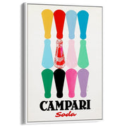 Campari Colourful Bottles | Italy A3 297 X 420Mm 11.7 16.5 Inches / Canvas Floating Frame - White